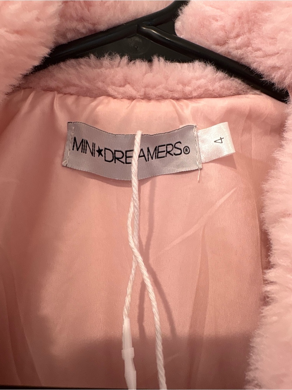 Dreamers Light Pink Faux Fur Puffer Jacket with Smiley Patches - Picture 5 of 5